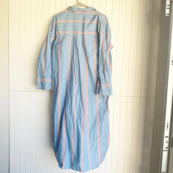 EVERLANE Size M Blue Striped The Midi Cotton Shirt Dress - Picture 7 of 7
